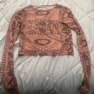 See Through Pattern Crop Top